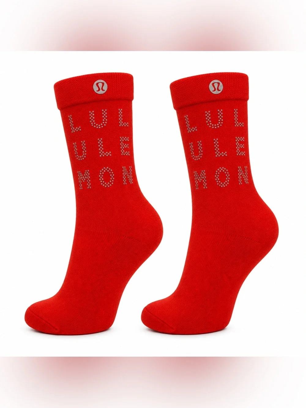 Lululemon Power Stride Crew Socks Reflective Red Size XL Unisex NWT 2 Pair